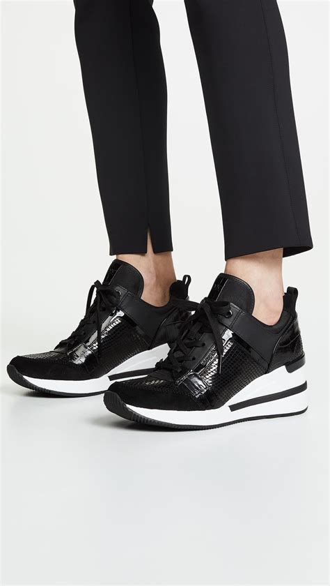 michael kors georgie trainer schwarz|georgie leather and canvas trainer.